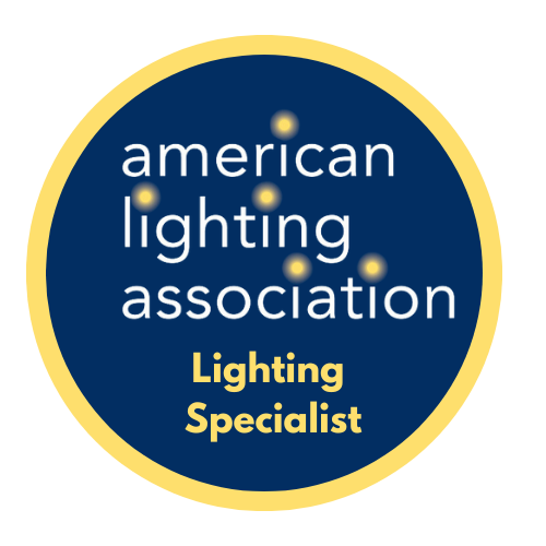 Circular dark blue emblem with yellow border highlighting professional trade certification